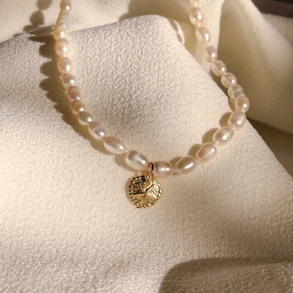 Real Pearl Necklace With Gold-filled Sand Dollar Charm